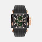 Men Quartz Black Dial Multi-Function Leather Watch 1057M-L3404