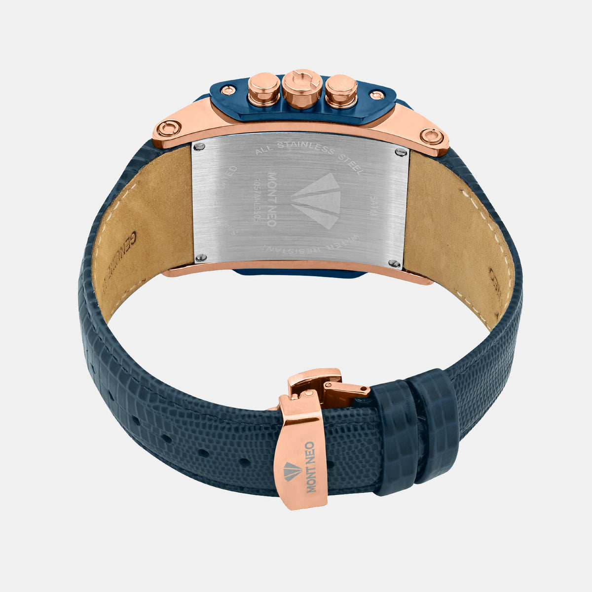 Men Quartz Blue Dial Multi-Function Leather Watch 1057M-L3505