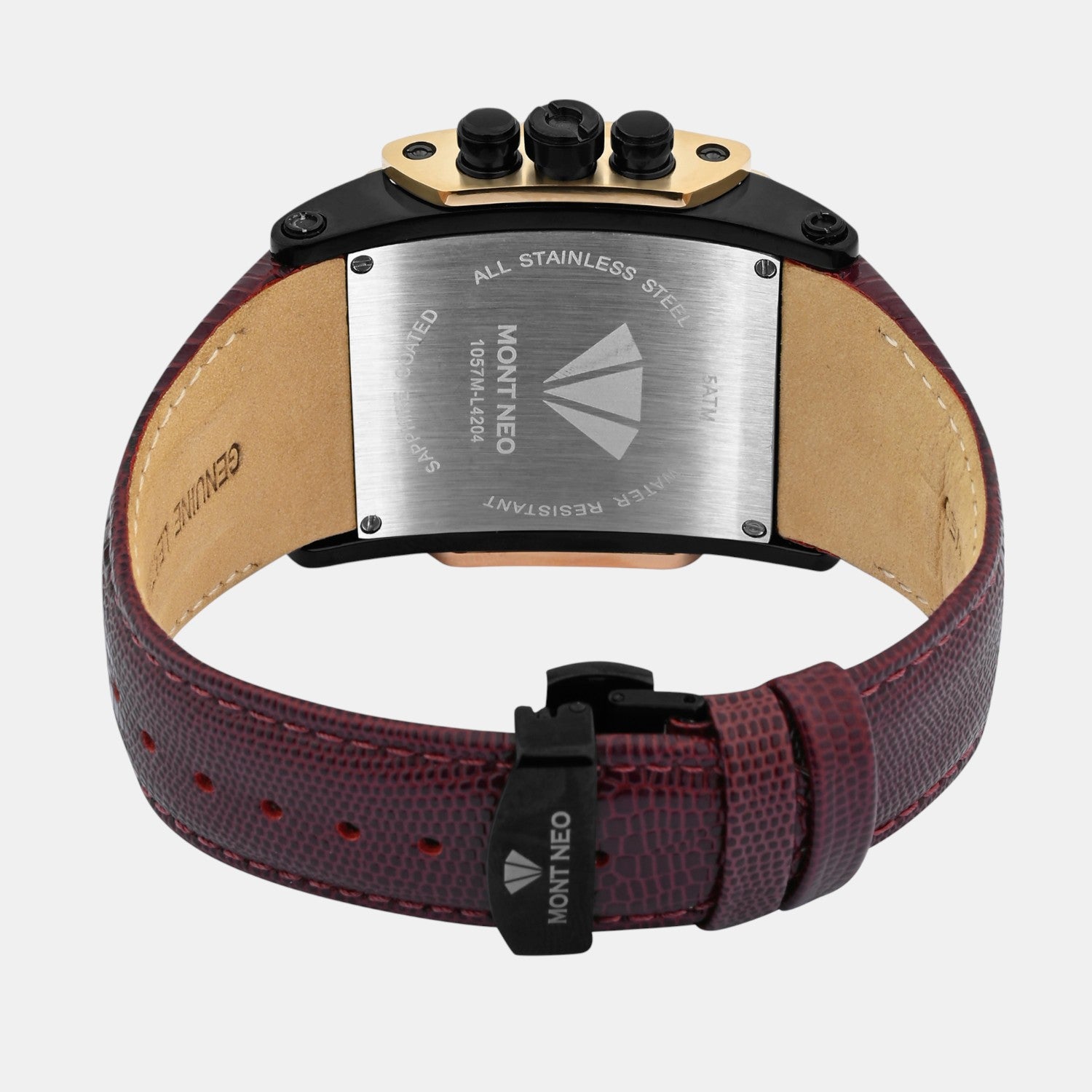 Men Quartz Silver Dial Multi-Function Leather Watch G1057M-L4204