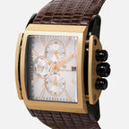 Men Quartz Silver Dial Multi-Function Leather Watch 1057M-L4203
