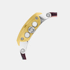 Men Quartz Silver Dial Multi-Function Leather Watch 1057M-L4203