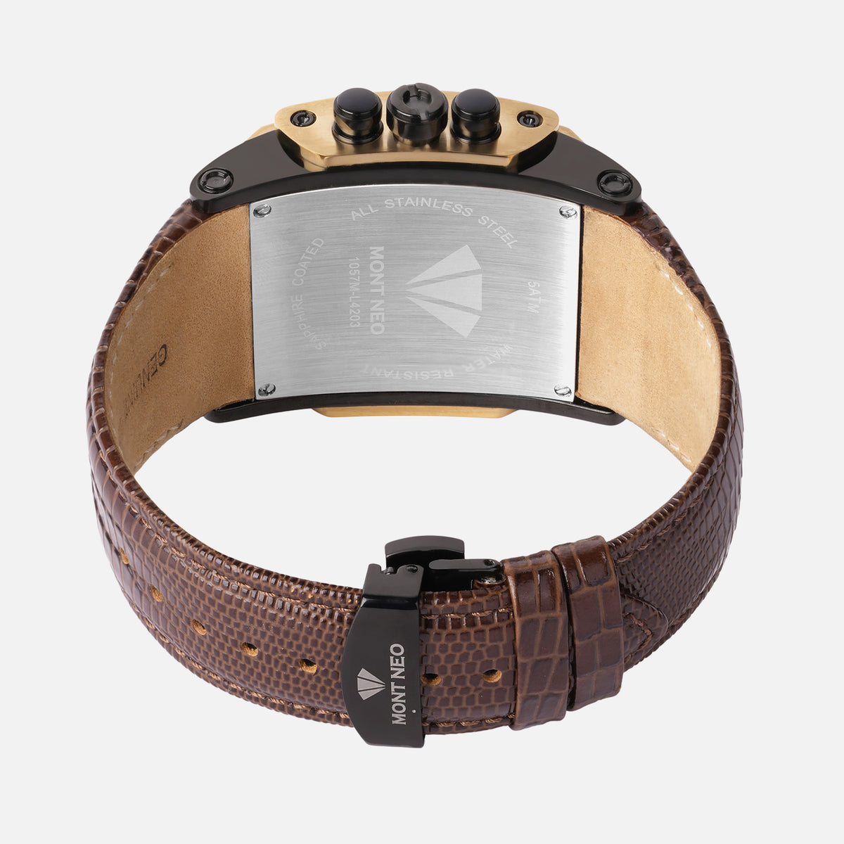 Men Quartz Silver Dial Multi-Function Leather Watch 1057M-L4203