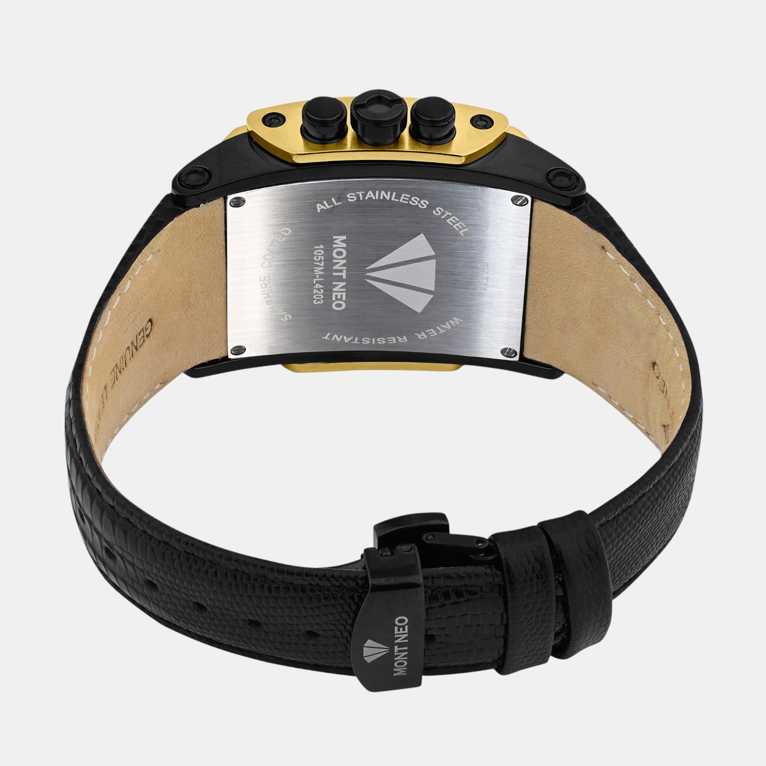 Men Quartz Black Dial Multi-Function Leather Watch G1057M-L4203