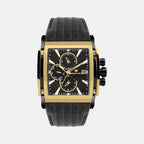 Men Quartz Black Dial Multi-Function Leather Watch 1057M-L4204