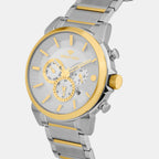 Men Quartz Silver Dial Chronograph Stainless Steel Watch 1058M-M1203