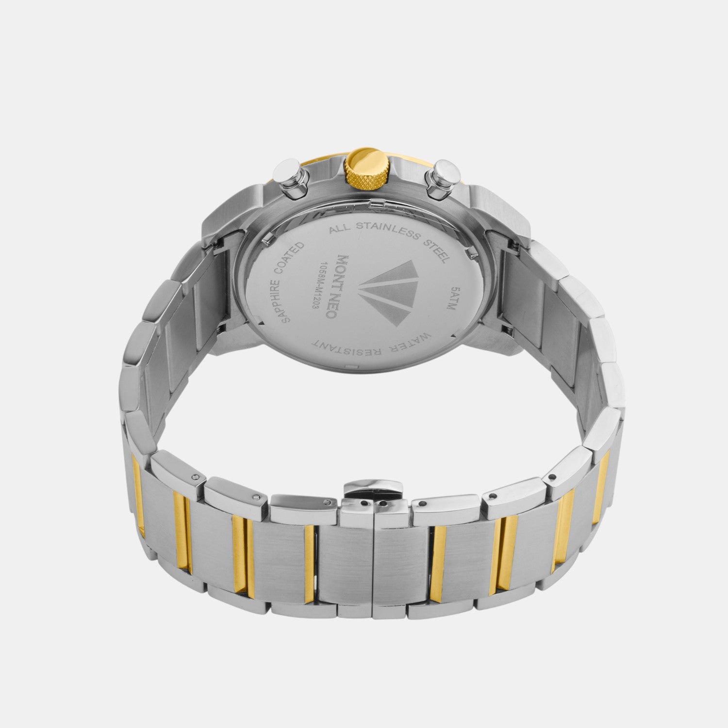 Men Quartz Silver Dial Chronograph Stainless Steel Watch 1058M-M1203