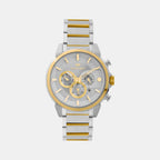 Men Quartz Silver Dial Chronograph Stainless Steel Watch 1058M-M1203