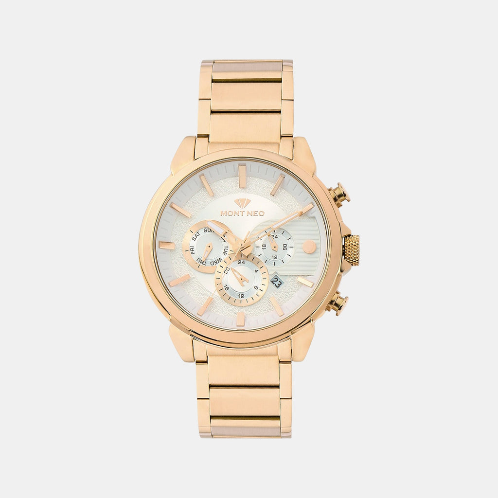 Men Quartz Silver Dial Multi-Function Metal Watch 1058M-M3303