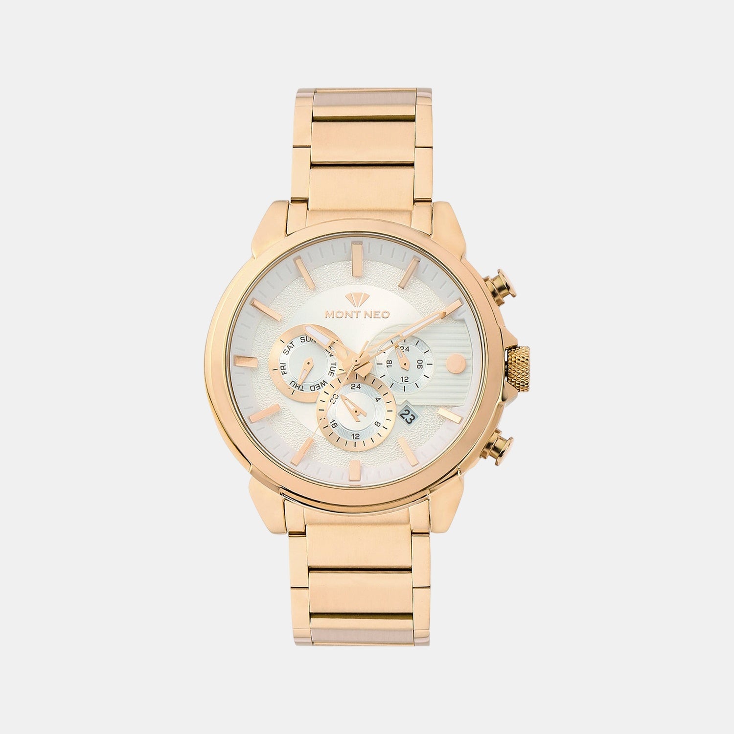 Men Quartz Silver Dial Multi-Function Metal Watch 1058M-M3303