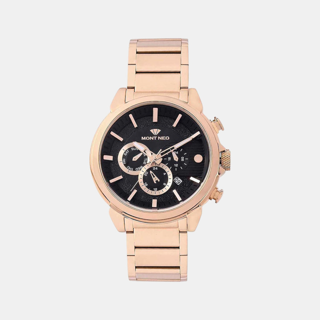 Men Quartz Black Dial Multi-Function Metal Watch 1058M-M3304