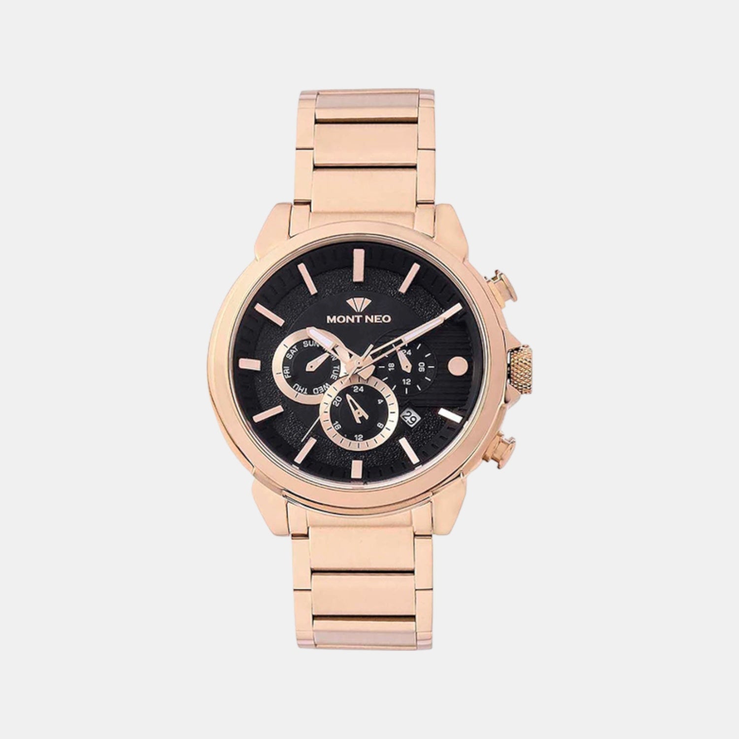 Men Quartz Black Dial Multi-Function Metal Watch 1058M-M3304