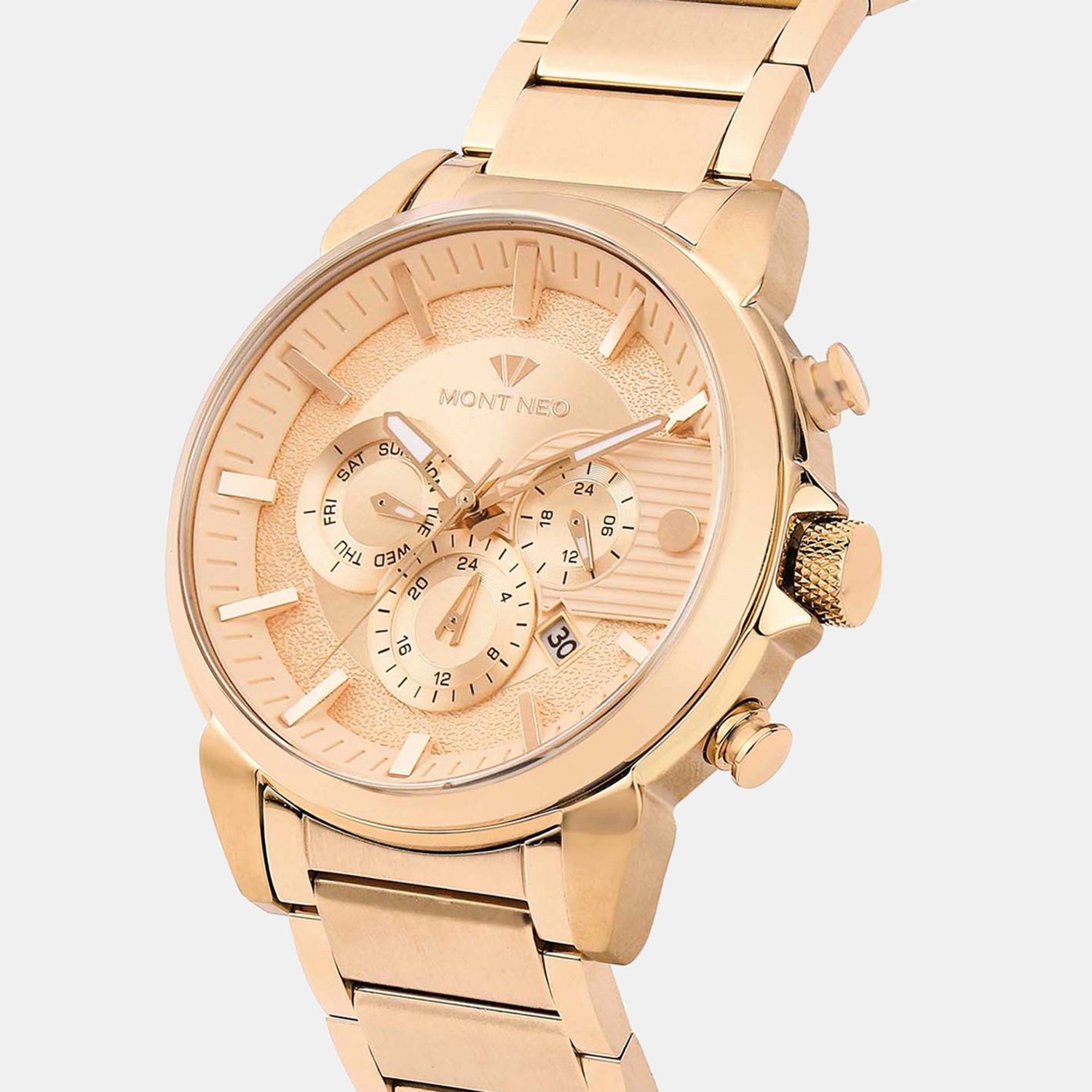 Men Quartz Rose Gold Dial Multi-Function Metal Watch 1058M-M3307
