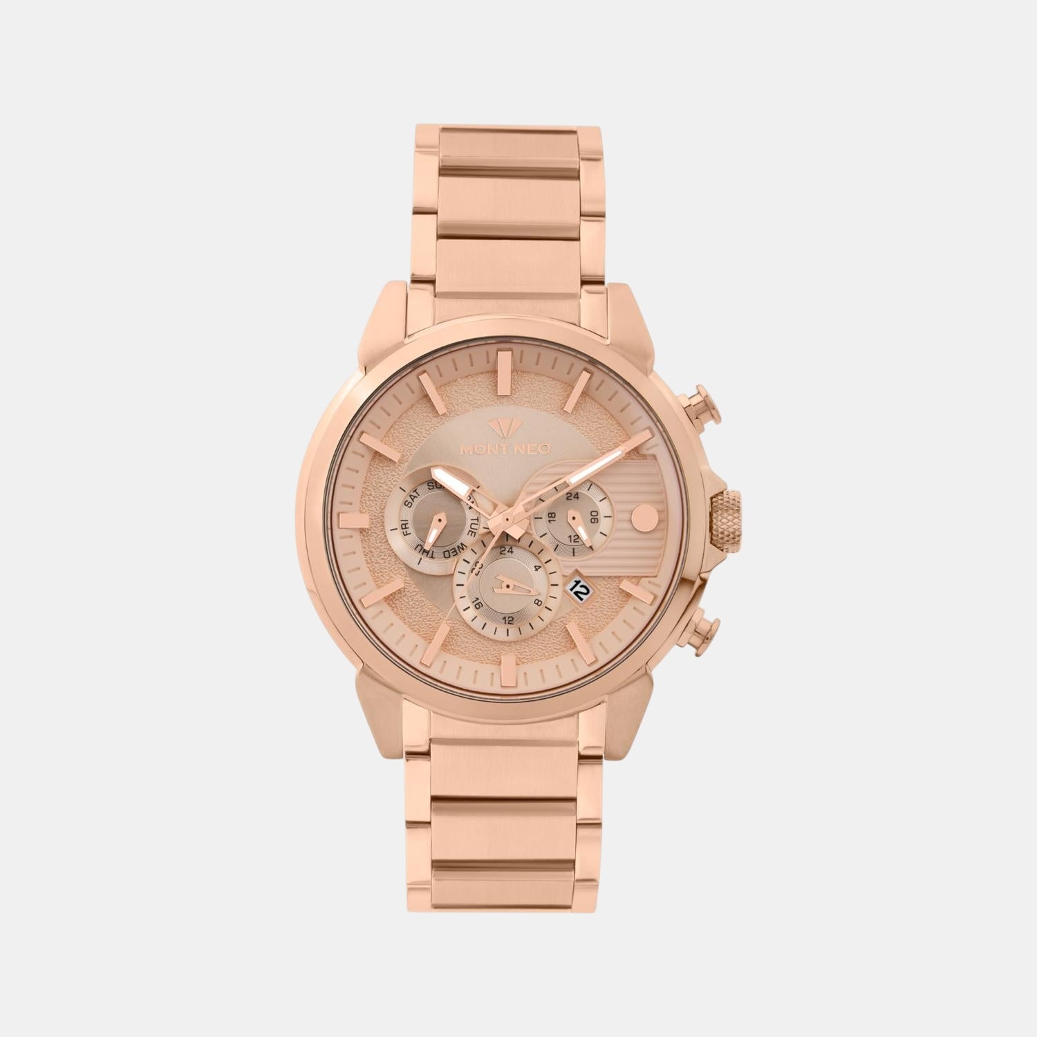 Men Quartz Rose Gold Dial Multi-Function Metal Watch 1058M-M3307