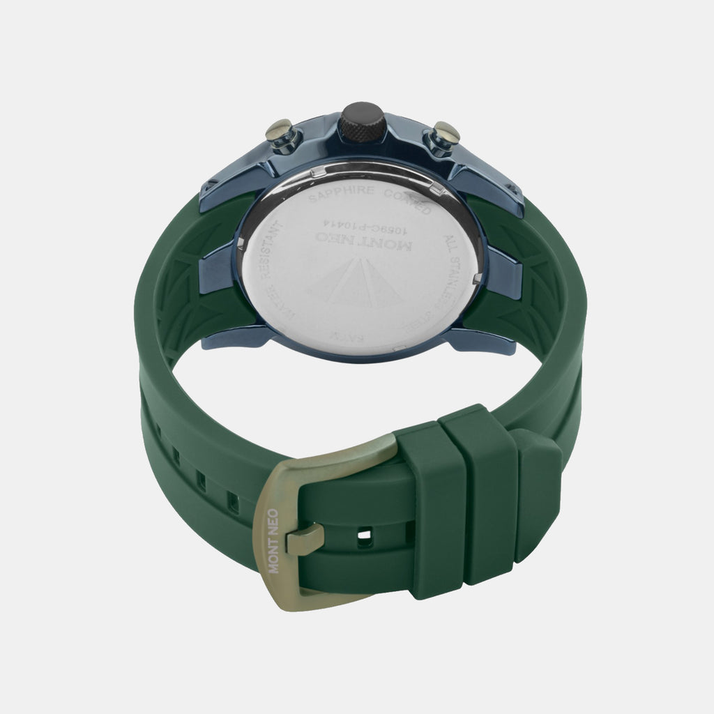 Men Quartz Green Dial Chronograph Silicone Watch G1059C-P10414