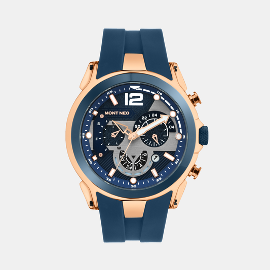 Men Quartz Blue Dial Chronograph Silicone Watch G1059C-P3505