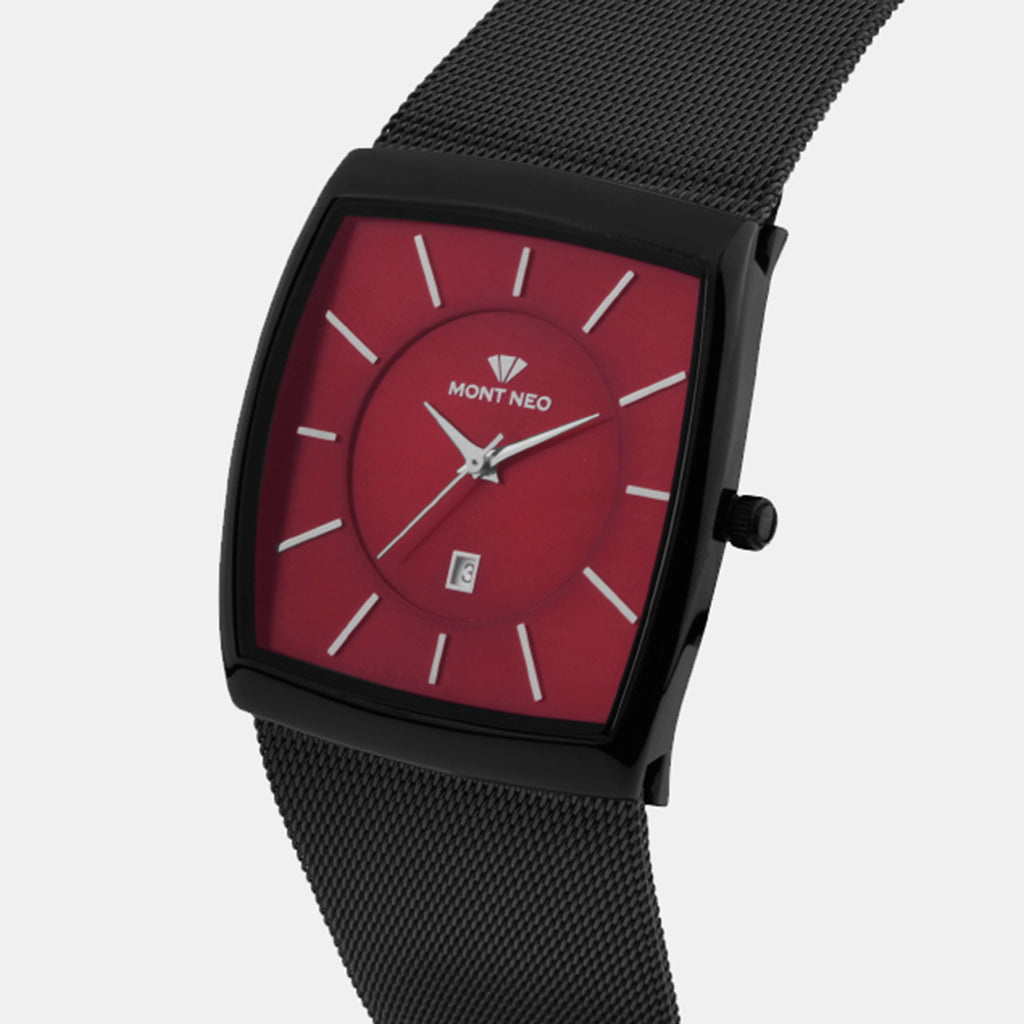 Men Quartz Maroon Dial Analog Stainless Steel Watch 1060E-B1104