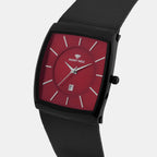 Men Quartz Maroon Dial Analog Stainless Steel Watch 1060E-B1104