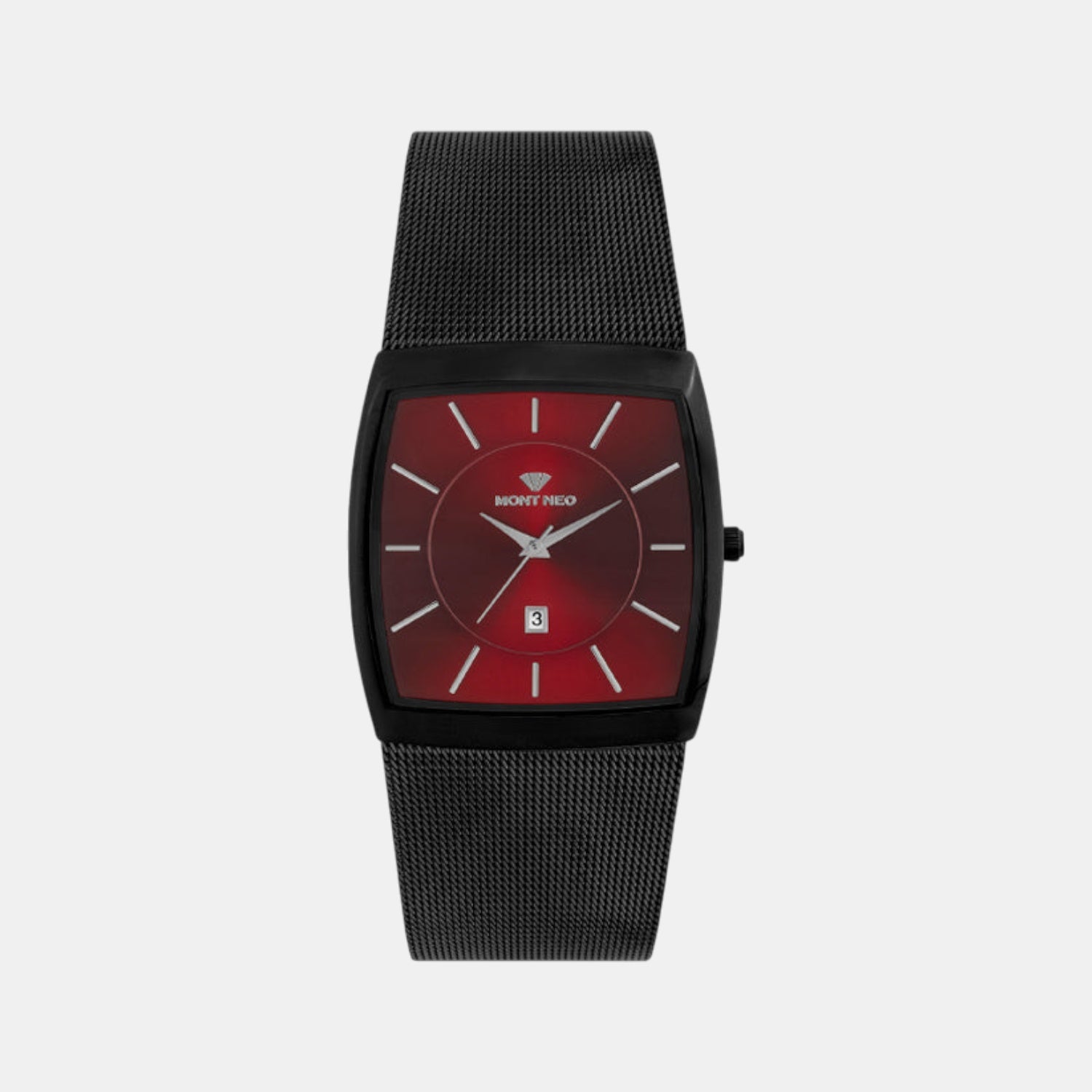 Men Quartz Maroon Dial Analog Mesh Watch 1060E-B1104