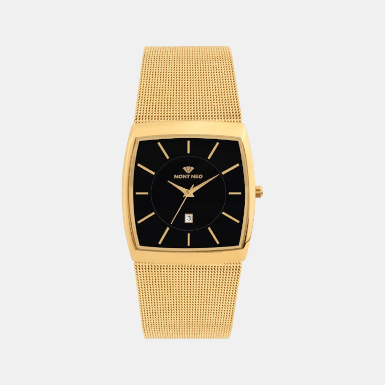 Men Quartz Black Dial Analog Mesh Watch 1060E-B2204