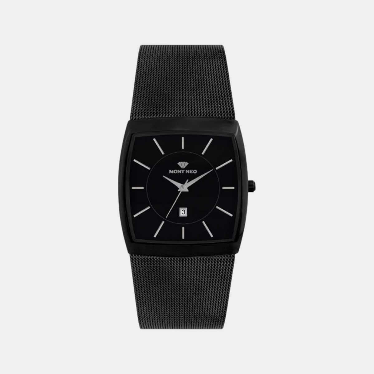 Men Quartz Black Dial Analog Stainless Steel Watch 1060E-B4404