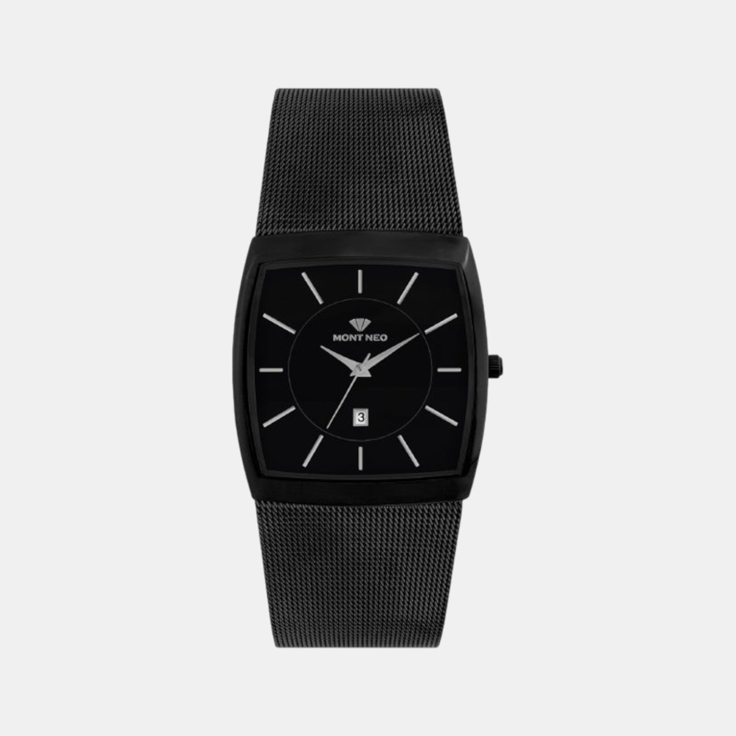 Men Quartz Black Dial Analog Mesh Watch 1060E-B4404