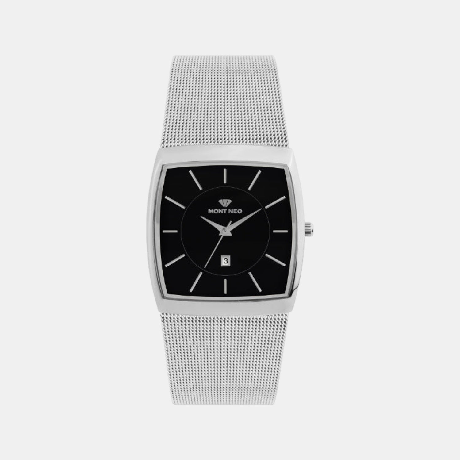 Men Quartz Black Dial Analog Mesh Watch 1060E-B4412