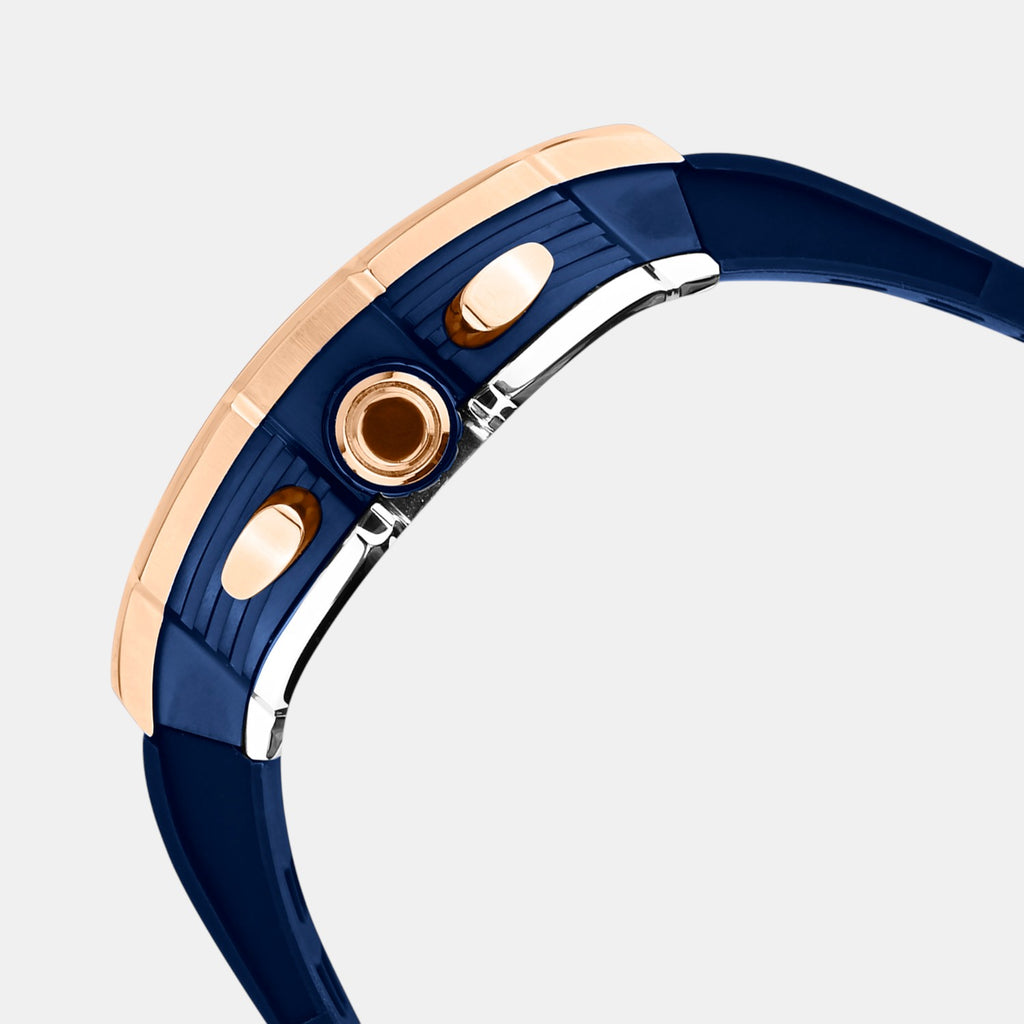 Men Quartz Blue Dial Multi-Function Silicone Watch G1061C-P3305