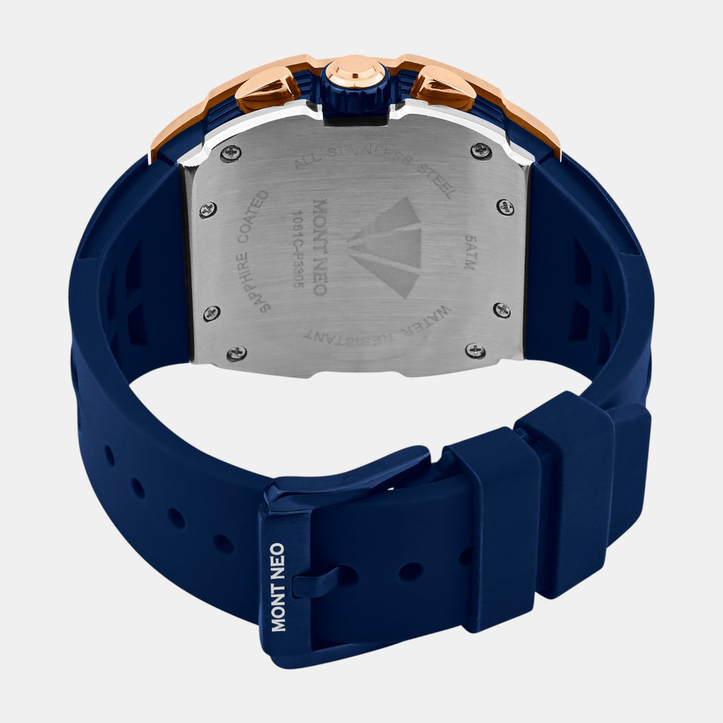 Men Quartz Blue Dial Multi-Function Silicone Watch G1061C-P3305