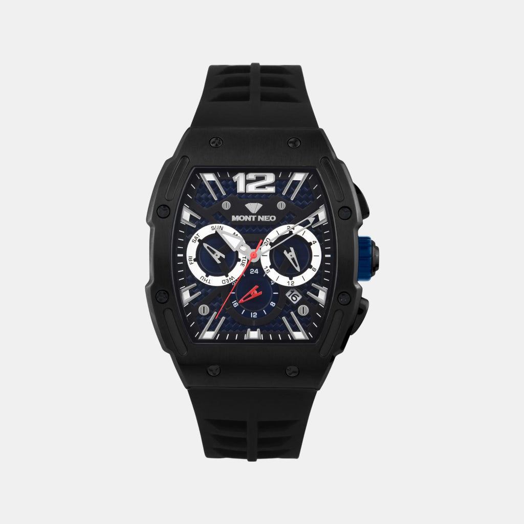 Men Quartz Blue Dial Multi-Function Silicone Watch G1061C-P4405