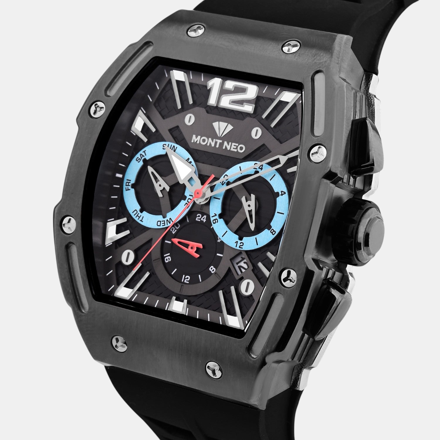 Men Quartz Black Dial Multi-Function Silicone Watch G1061C-P8804