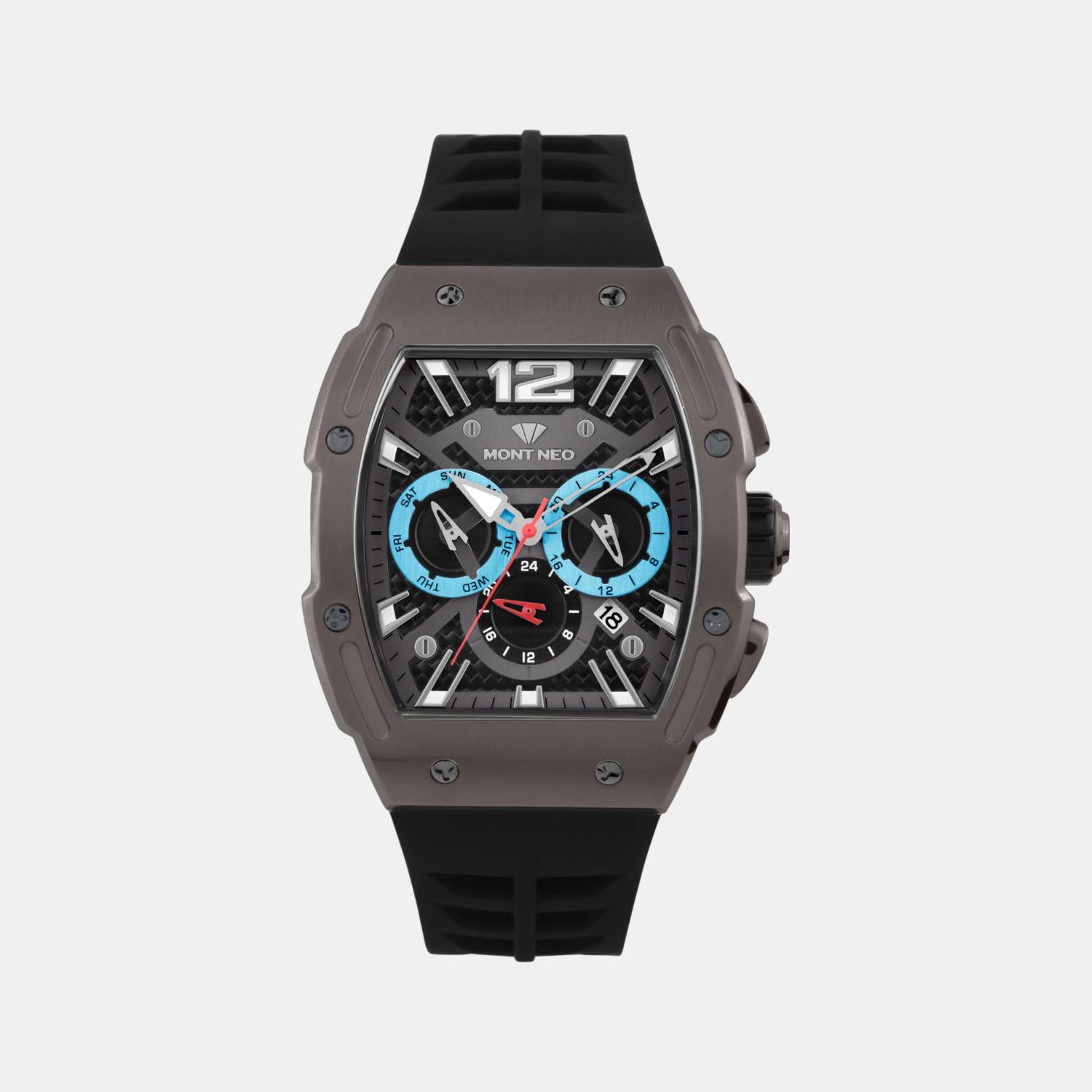 Mont Neo Men Quartz Black Dial Chronograph Silicone Watch G1061C-P8804
