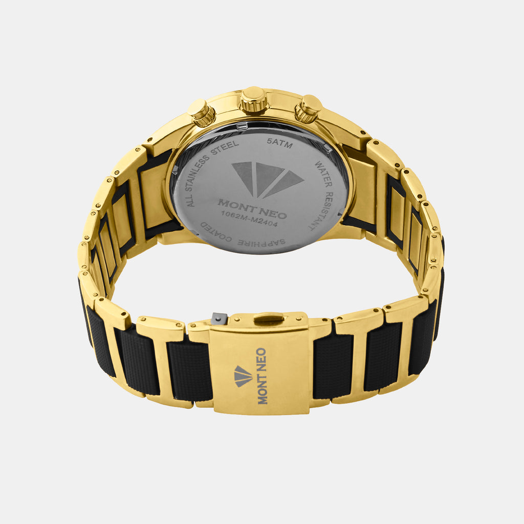 Men Quartz Black Dial Multi-Function Metal Watch 1062M-M2404