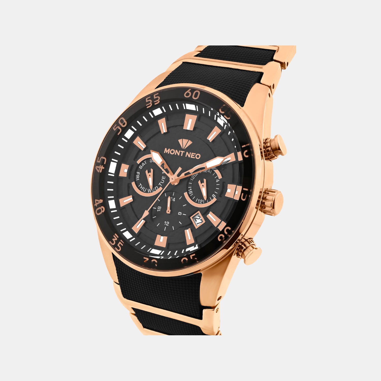 Men Quartz Black Dial Multi-Function Metal Watch 1062M-M3404