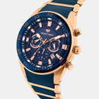 Men Quartz Blue Dial Multi-Function Metal Watch G1062M-M3505