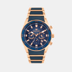 Men Quartz Blue Dial Multi-Function Metal Watch 1062M-M3505