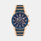 Men Quartz Blue Dial Multi-Function Metal Watch 1062M-M3505