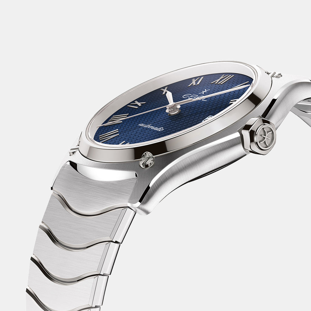 Sport Classic Men Automatic Blue Dial Analog Stainless Steel Watch 1216456M
