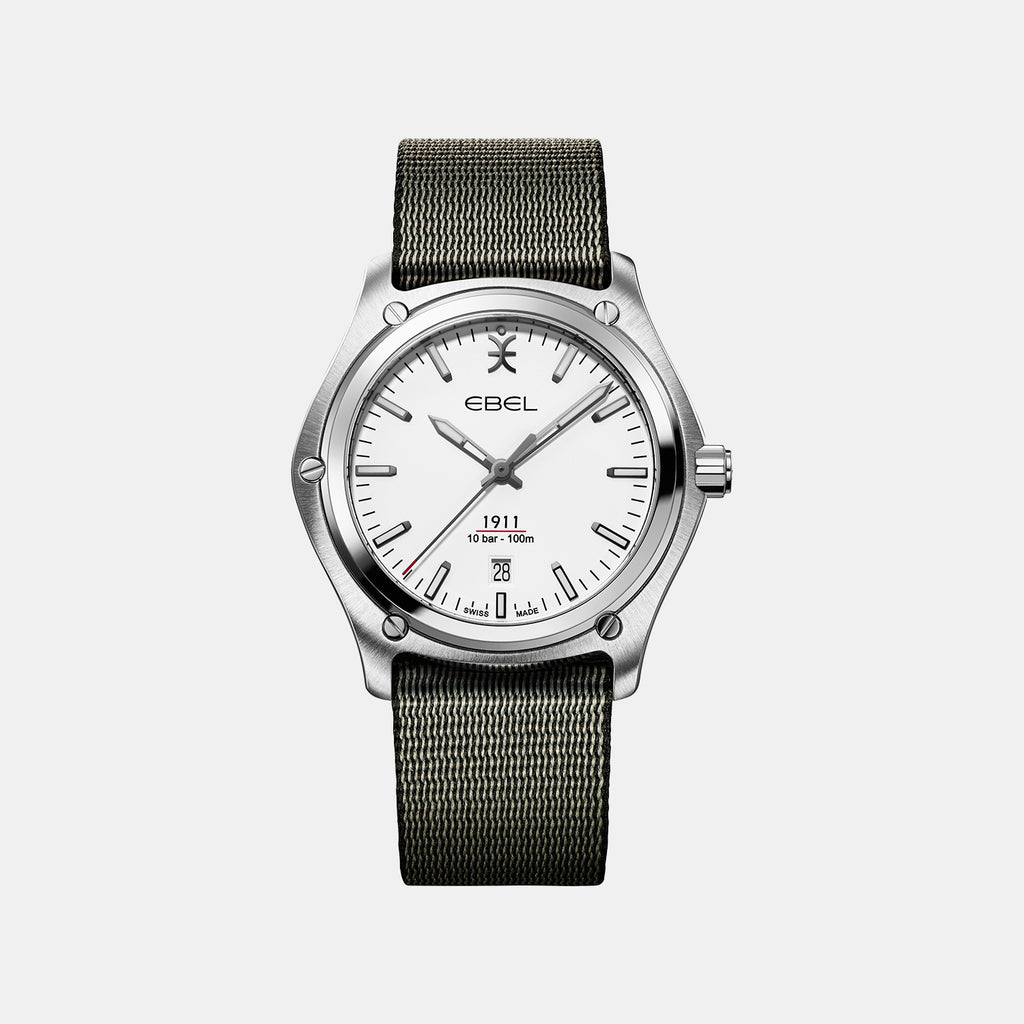 1911 Men Quartz White Dial Analog Stainless Steel Watch 1216607