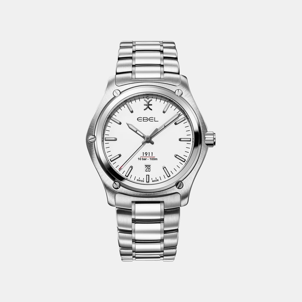 1911 Men Quartz White Dial Analog Stainless Steel Watch 1216607