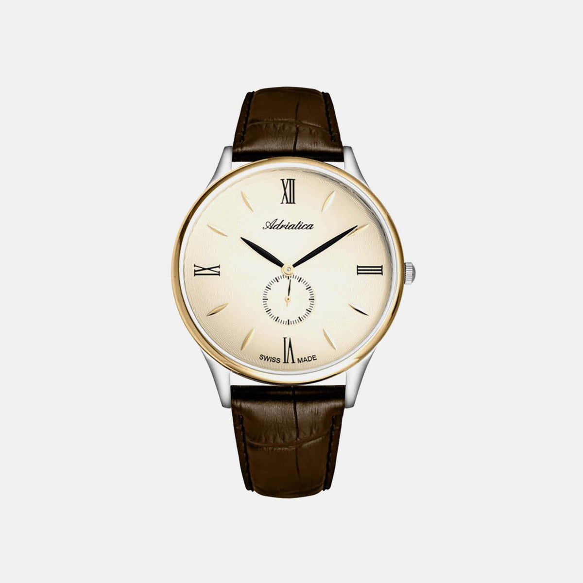 Pairs Men Quartz Champagne Dial Analog Leather Watch A1230.2261QXL