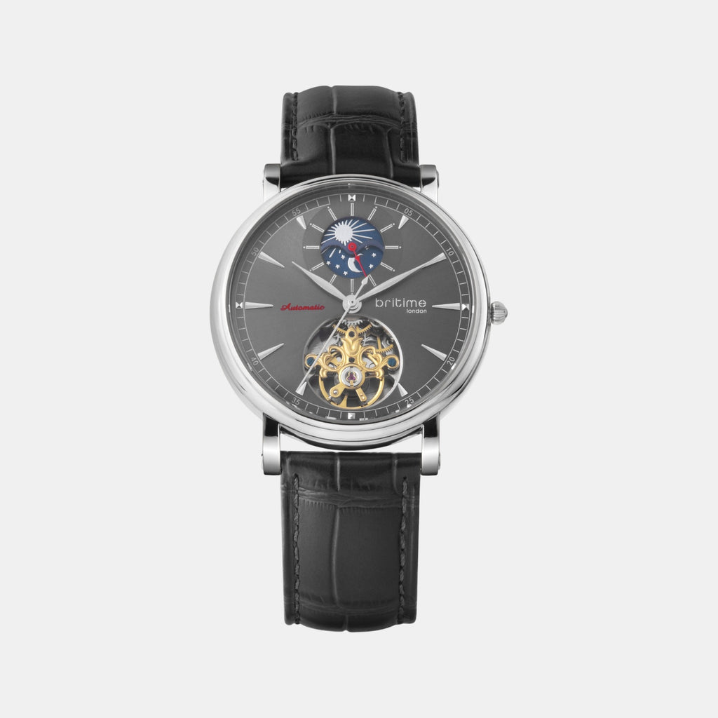 Jupiter Men Automatic Black Dial Analog Leather Watch 127-L10406