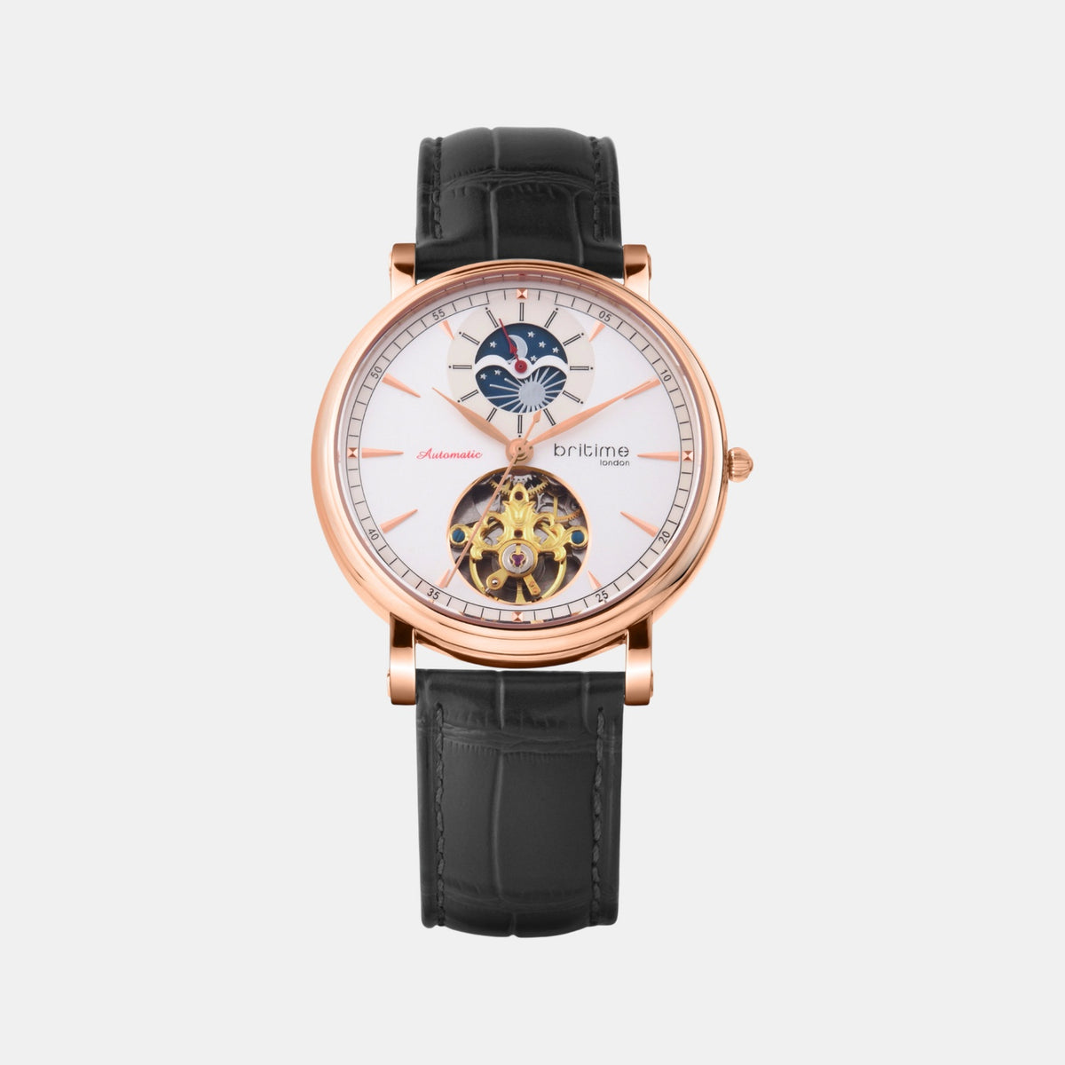 Jupiter Men Automatic White Dial Analog Leather Watch 127-L30306