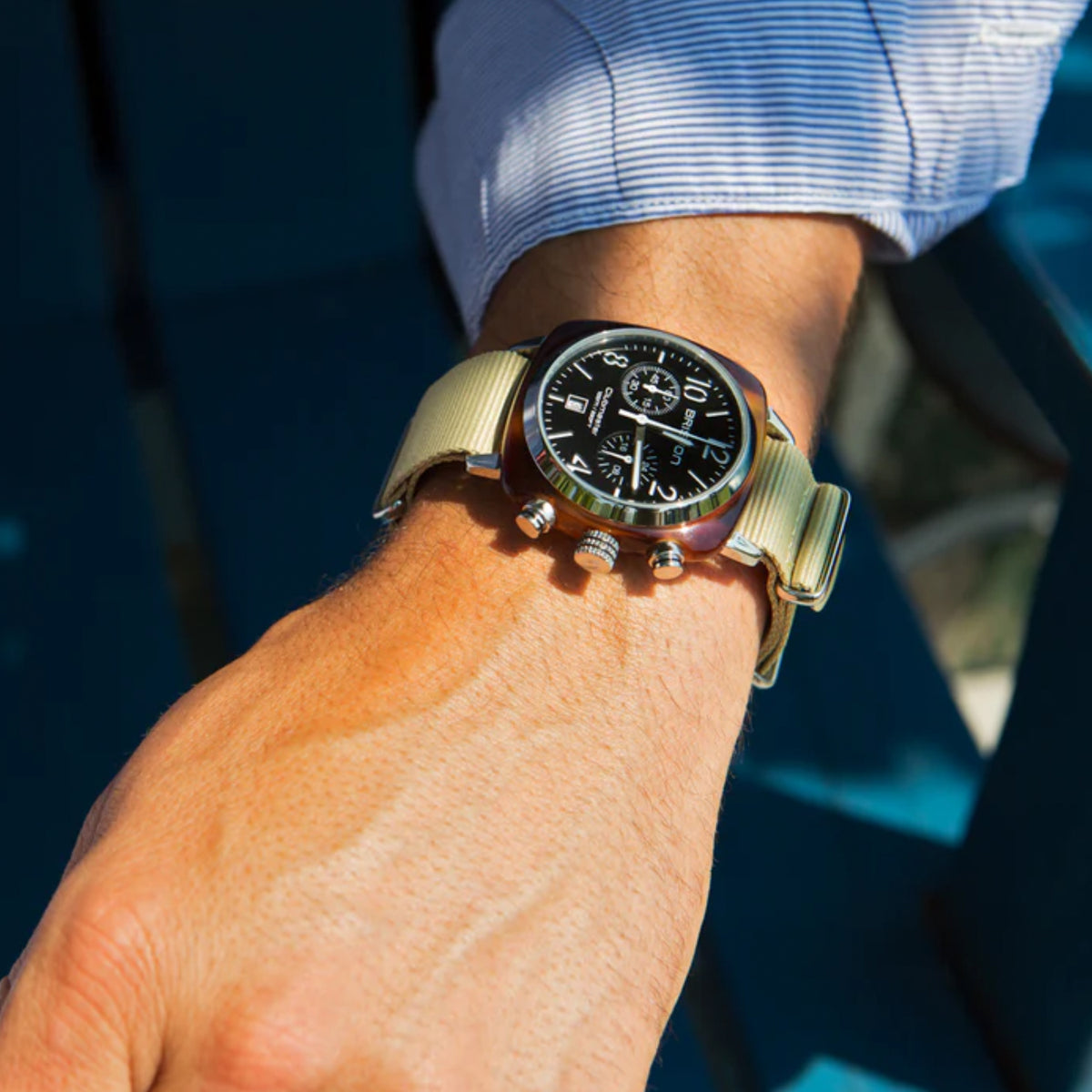 Briston Clubmaster Classic Women Quartz Black Dial Chronograph Nato Watch 13140.SA.T.1.NK-2