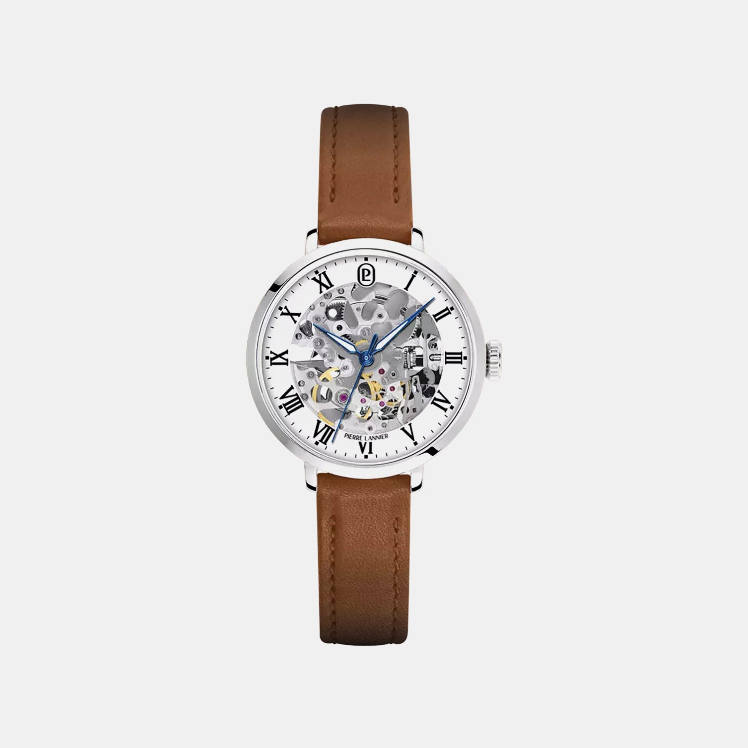 Soline Women Automatic Silver Dial Analog Leather Watch 137H604