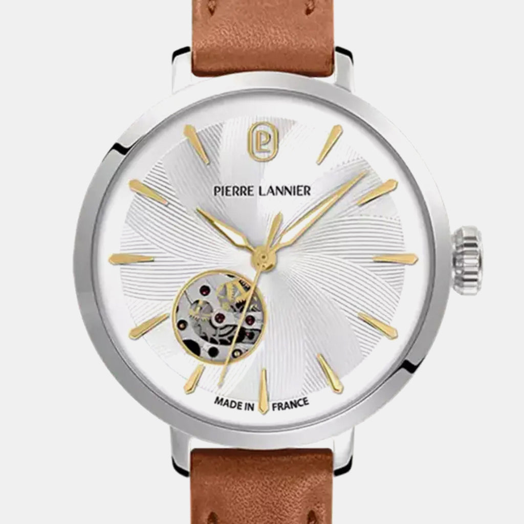 Soline Women Automatic Silver Dial Analog Leather Watch 138F624