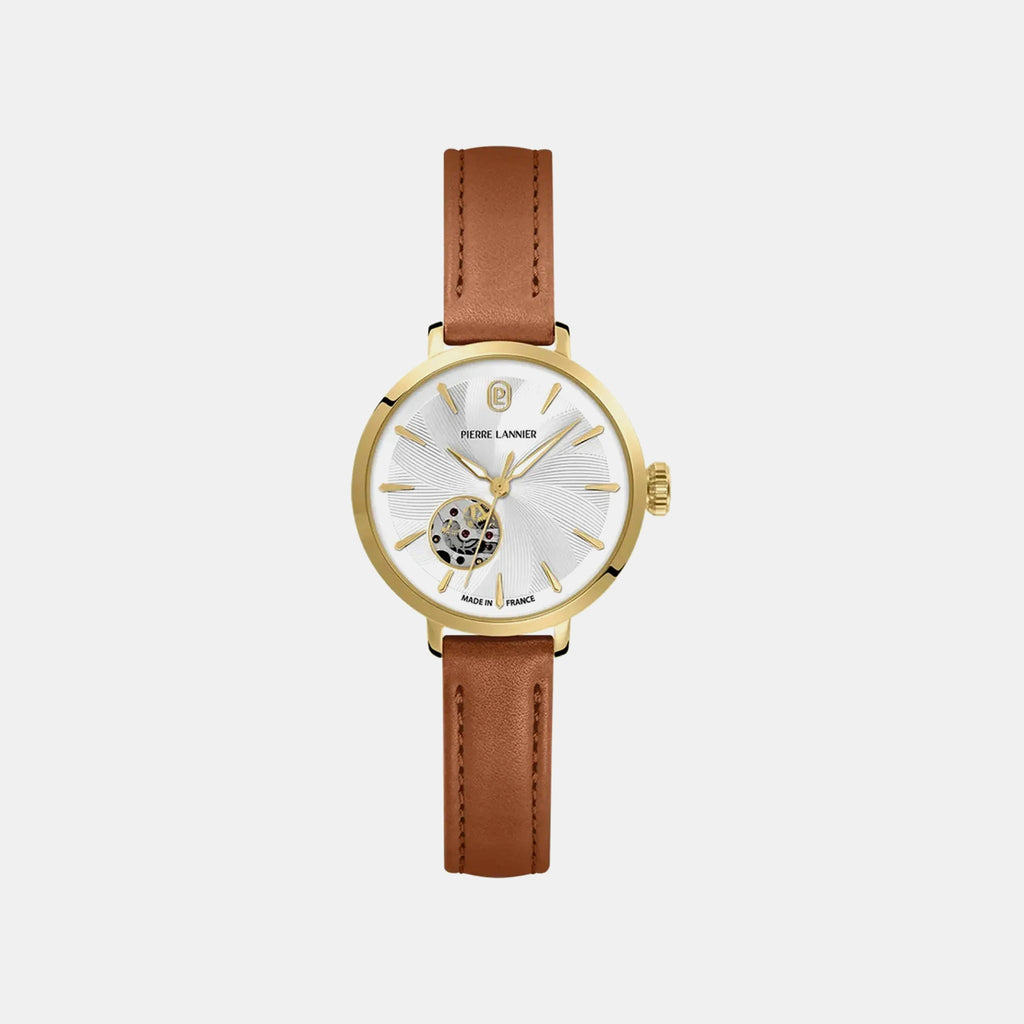 Soline Women Automatic Silver Dial Analog Leather Watch 139L524