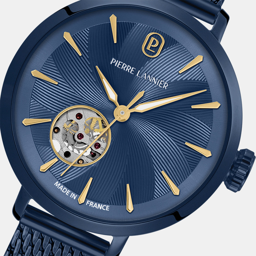 Soline Women Automatic Blue Dial Analog Mesh Watch 139L869