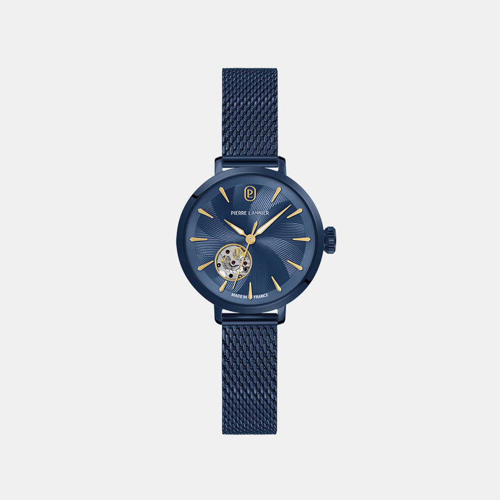 Soline Women Automatic Blue Dial Analog Mesh Watch 139L869