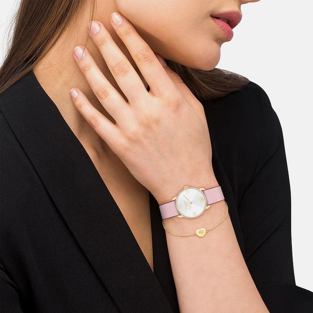 Elliot Women Quartz Silver Dial Analog Leather Watch 14000137