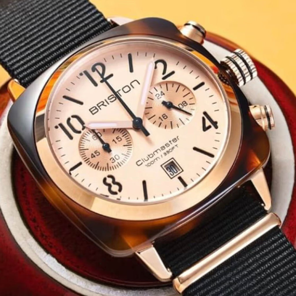 Clubmaster Classic Men Quartz Rose Gold Dial Chronograph NATO Watch 14140.PRA.T.6.NB